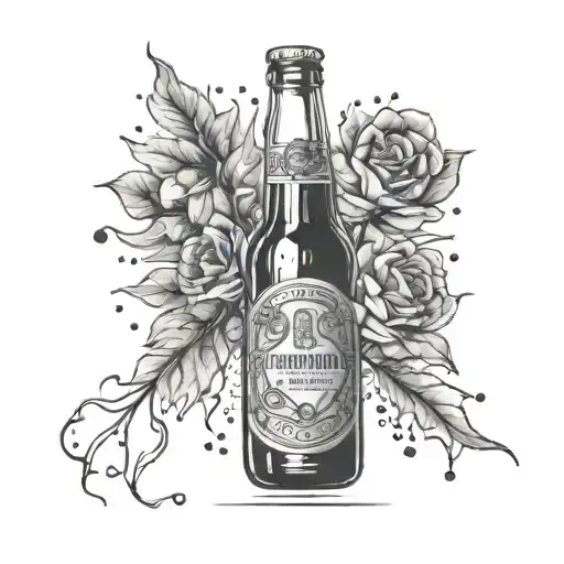 Create A Tattoo Featuring A Beer Bottle And A Sketchbook