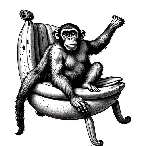 Monkey Sitting On A Banana Chair