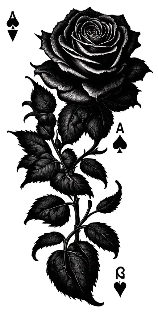 Rose And Playing Cards Forming Intricate Patterns