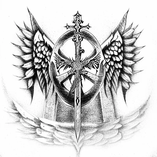 Angel Of Death War Sword Shield Cross Royalty