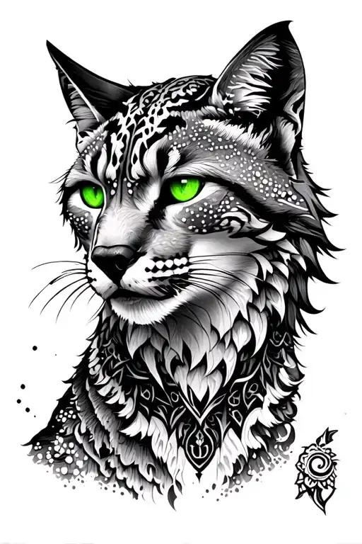 Fierce Lynx Warrior With Green Eyes And Tufted Ears
