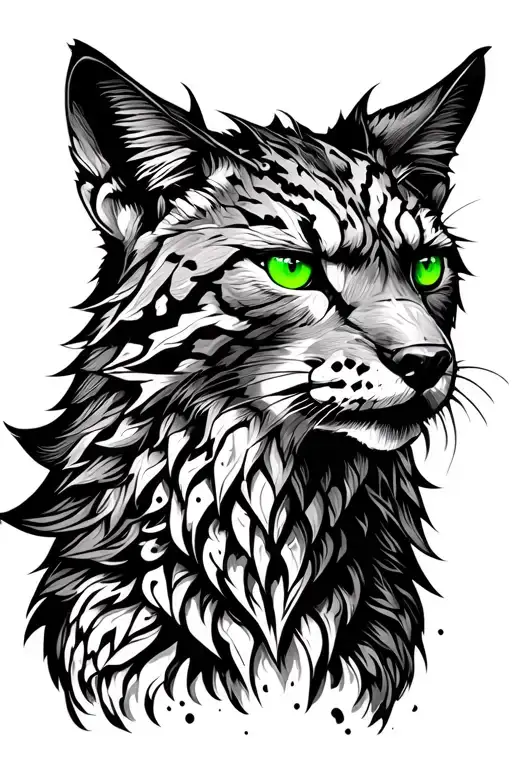 Fierce Lynx Warrior With Green Eyes And Tufted Ears