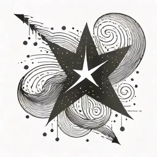 A Minimalist Design Of A Shooting Star With Intricate Dotwork Details