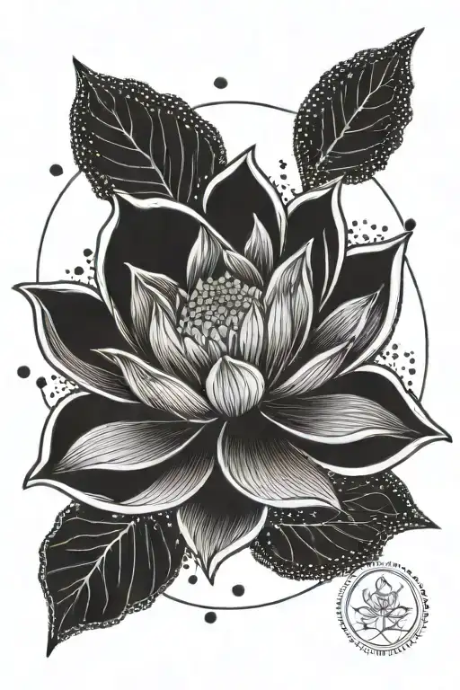 A Lotus Flower In A Circle Tattoo Mini