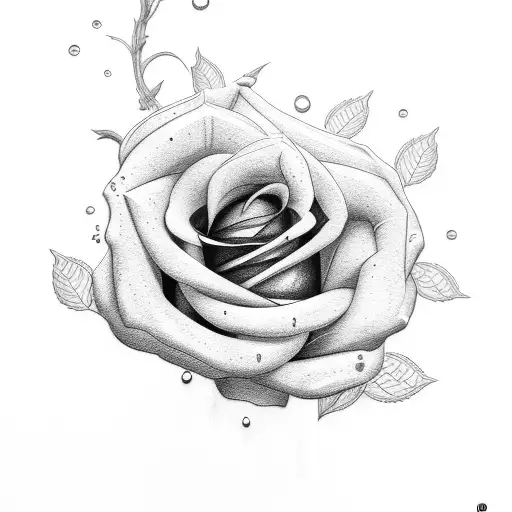 Rose With Peddle Leafs With Steam And Names On It