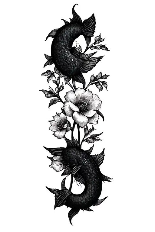 Pisces And Flowers Blooming