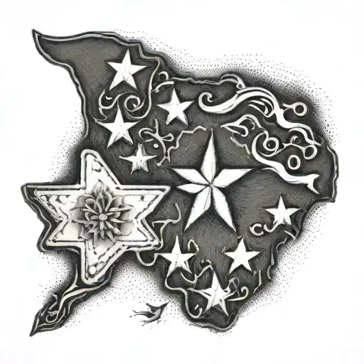 Texas Outline With Leather Tooling