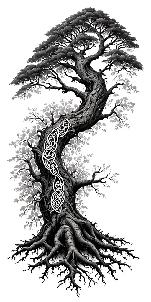 Tree Of Life Celtic With Minimal Roots Deep Wrapping Around