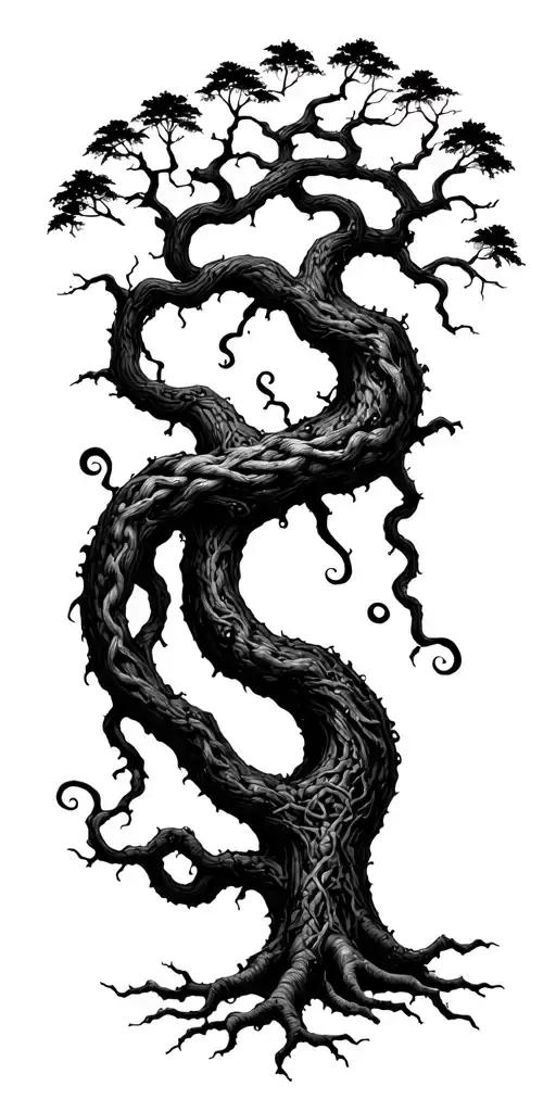 Tree Of Life Vining Deep Roots With Lobe Knots Weaving