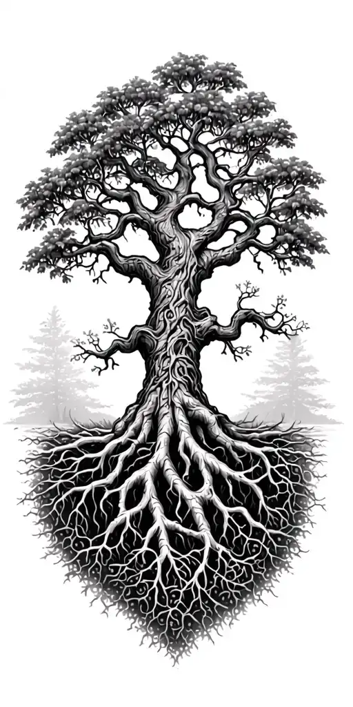 Tree Of The Tree Of Life Yggdrasil Roots Vining Down To Wrist
