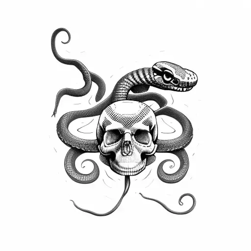 Snake Around Skull