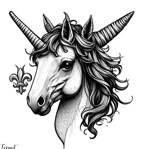 Unicorn Head With Fleur De Lis