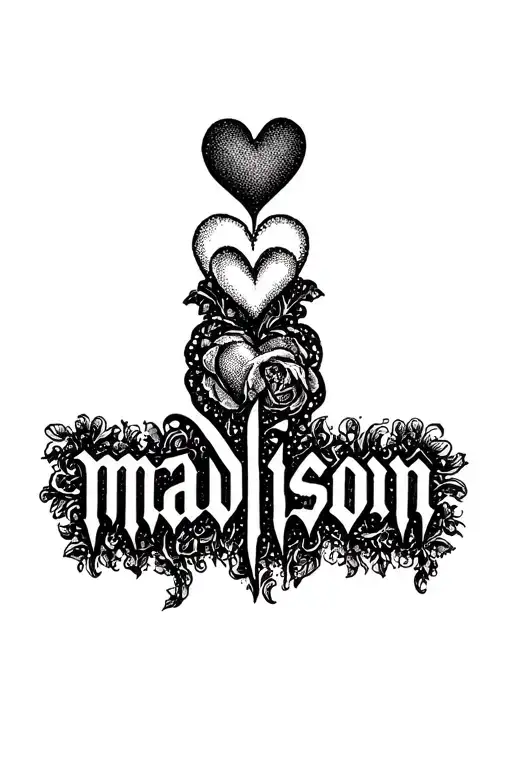 Madison With Heart -Shaped Gothic Letters