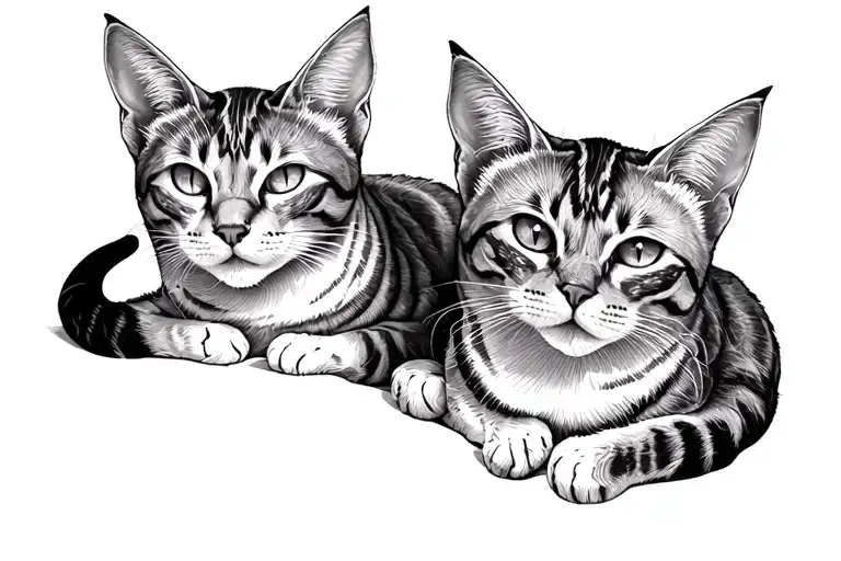 Two Oriental Cats Laying