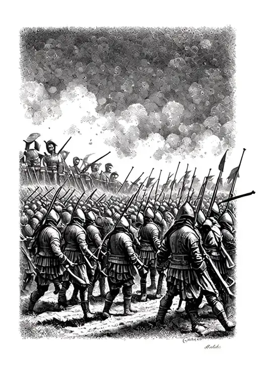 Medieval Battlefield Scene With Soldiers