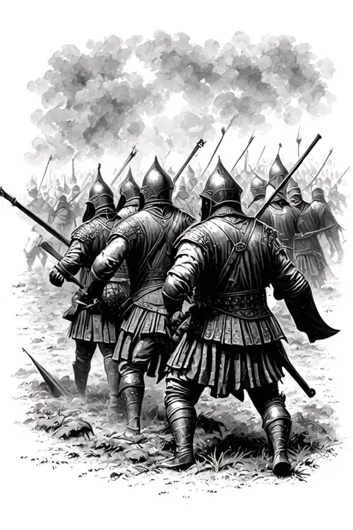 Medieval Battlefield Scene With Soldiers