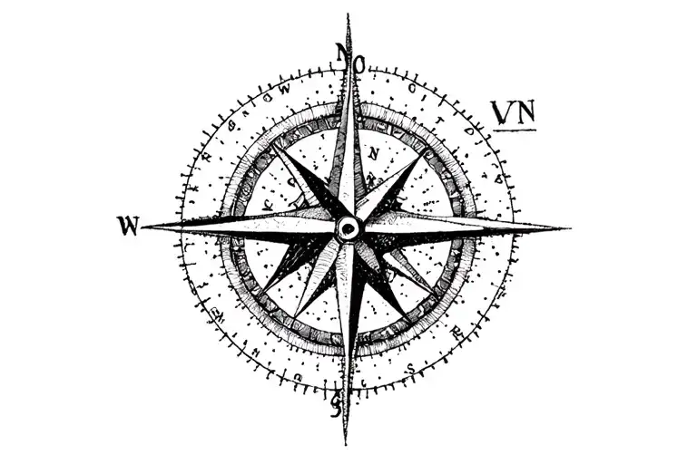 Compass North Star With Skull