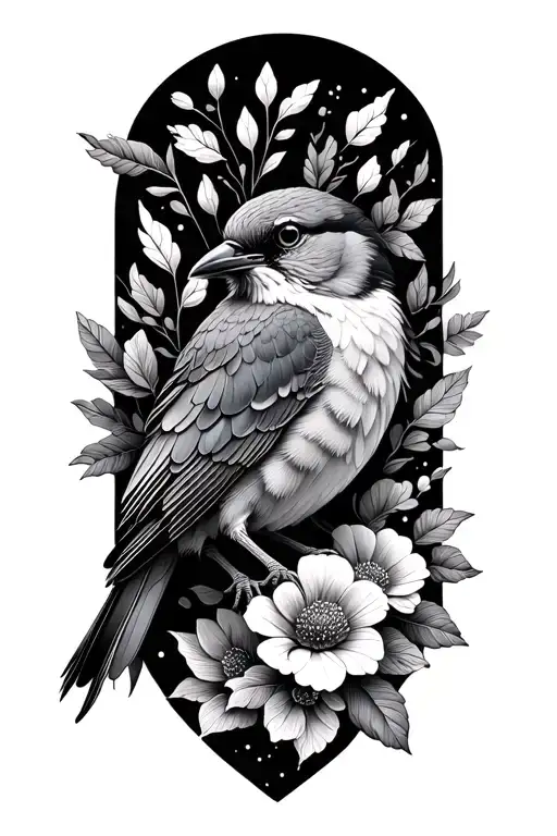 Bird And Flowers Symbolizing