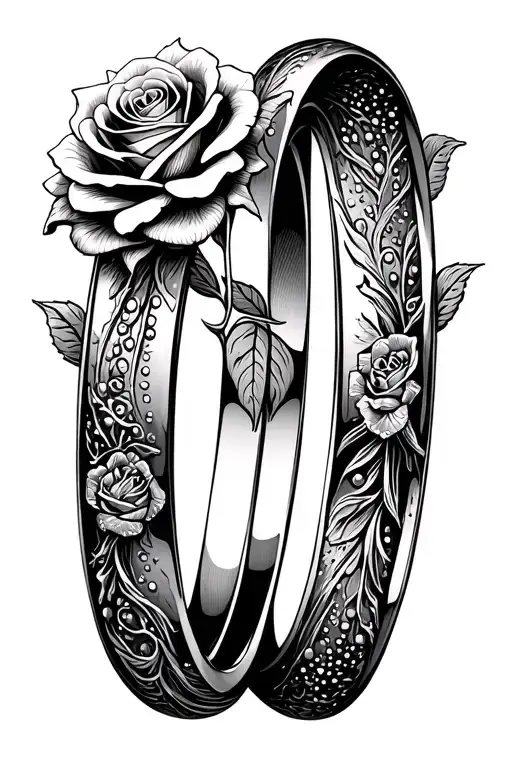 Wedding Rings With Roses On The Sides Of The Ring