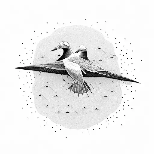 An Upper Body Of A Shredded Man And A Small Tern Bird Flying Around Him