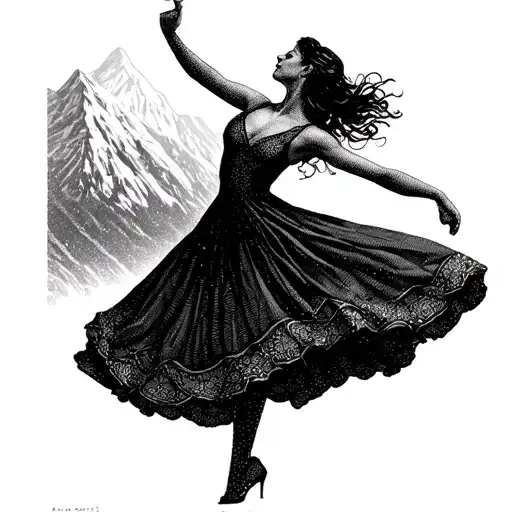 A Woman Dancing Tango In The Mountains