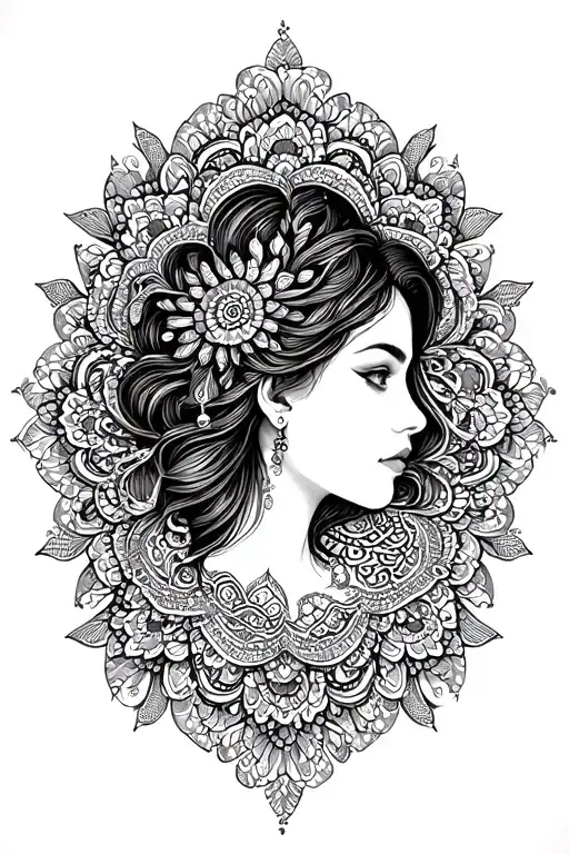 Mandala Design Elegant Tattoo For Women From Neck To Shoulder
