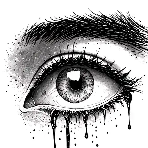 An Eye Who Is Crying And The Tears Write The Japanese Kanji Yami