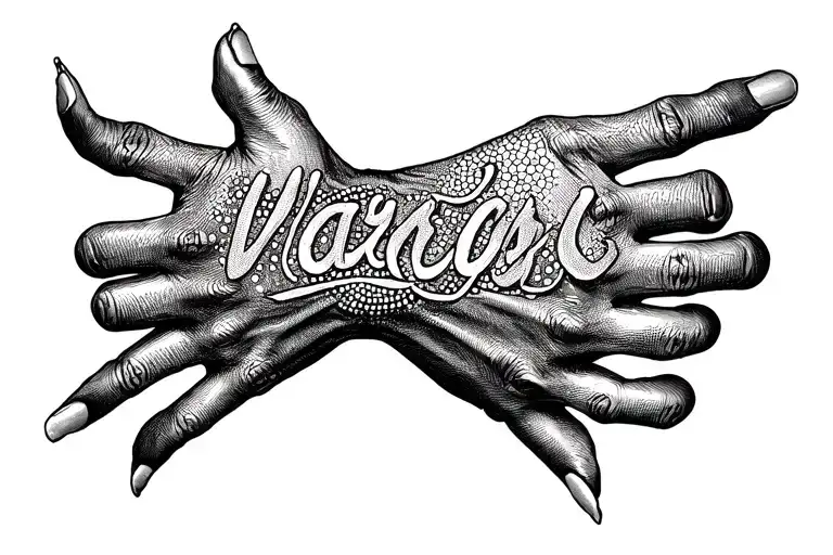 Tatoo Make On Two Hands One Name Zara And One Name Waris On Back Of Hand