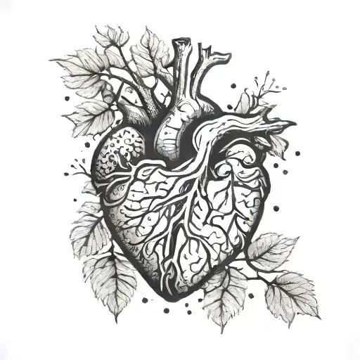 Human Heart In Hand Surrounded By Tree Branches