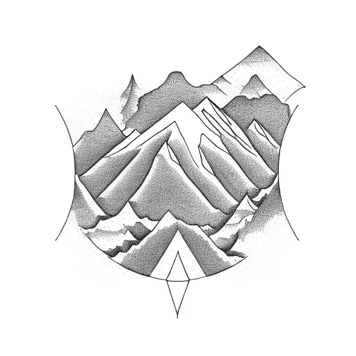 A Family Of Mountain Peaks Forming The Shape Of A Compass