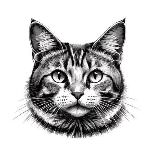 Cats Portrait On Outside Of Hand