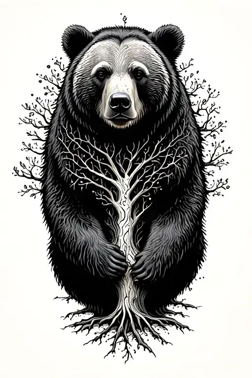 Tree Of Life Bear Emerging Representing Strength