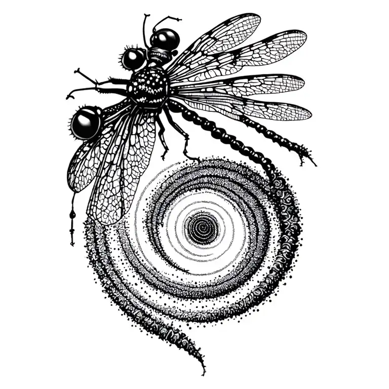 Spiral And Dragonfly Landing