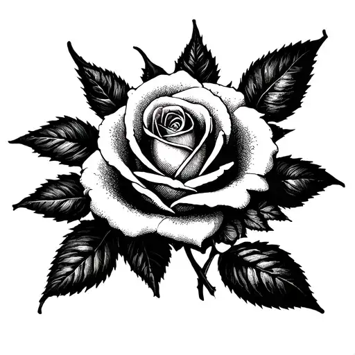 Initial A With Rose Blooming