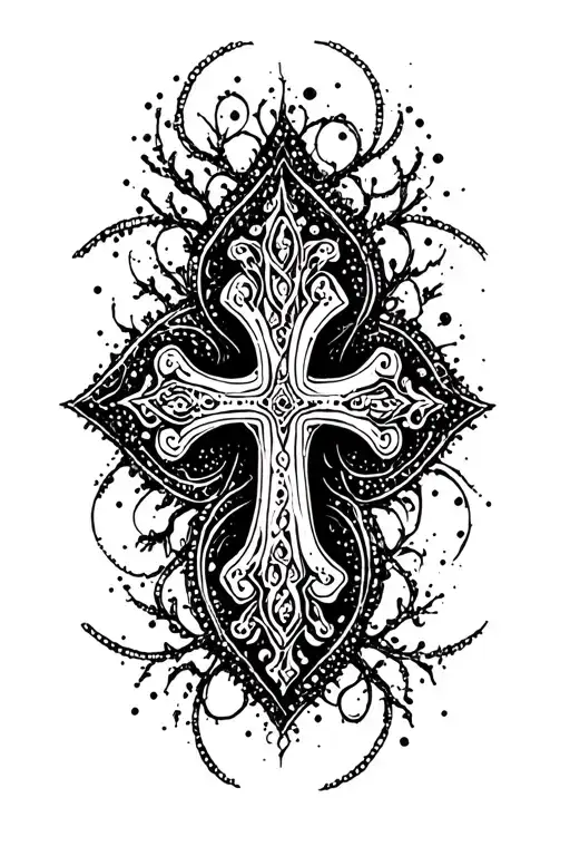 Gothic Cross And Semicolon