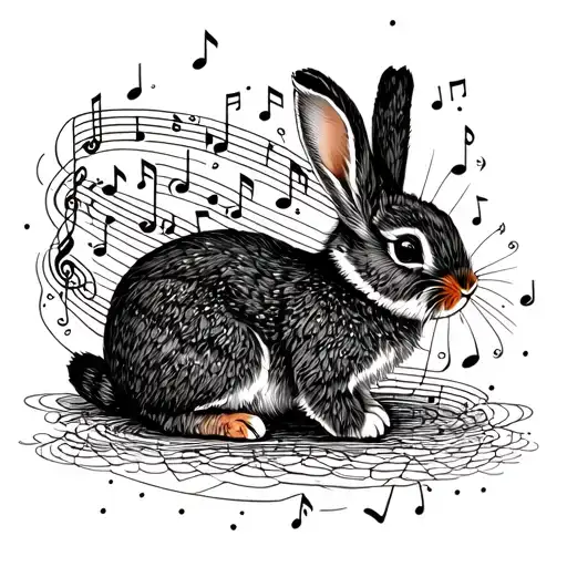 Bunny And Music Notes Intertwined
