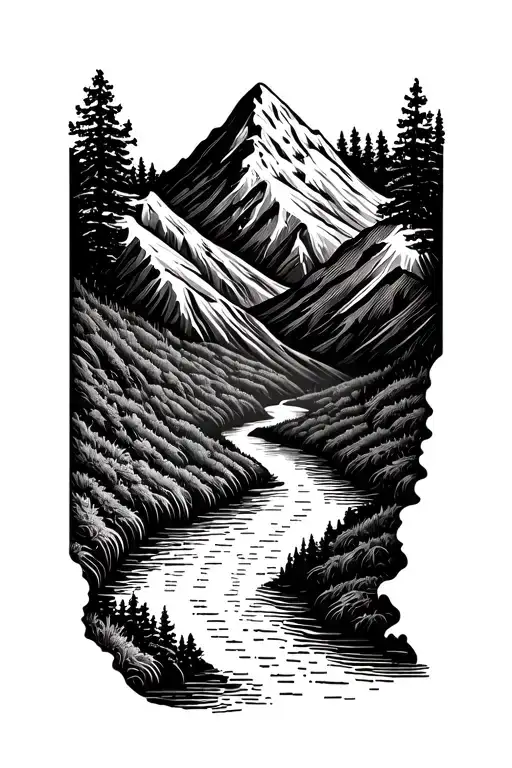 Circuit Pattern Forming A Mountain And River