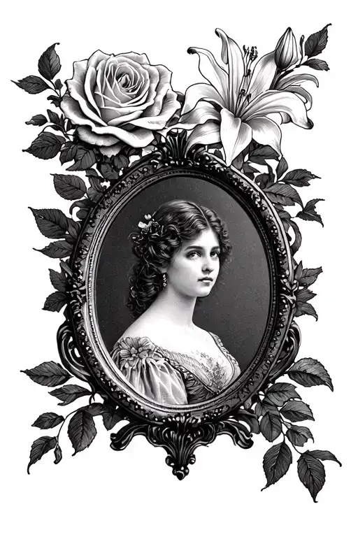 Rose And Lily Framing A Victorian Mirror