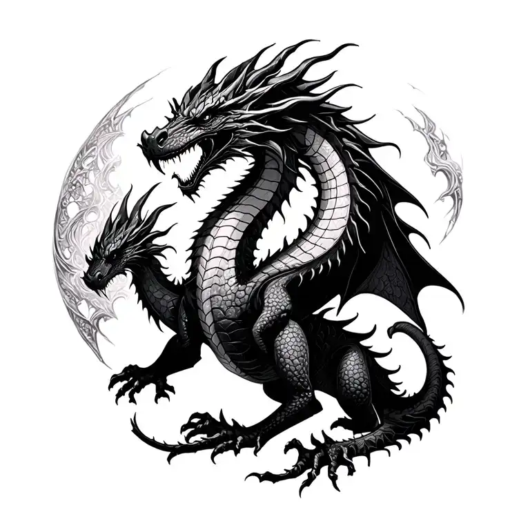 A Black Dragon With Aura Surroused Tattoo idea