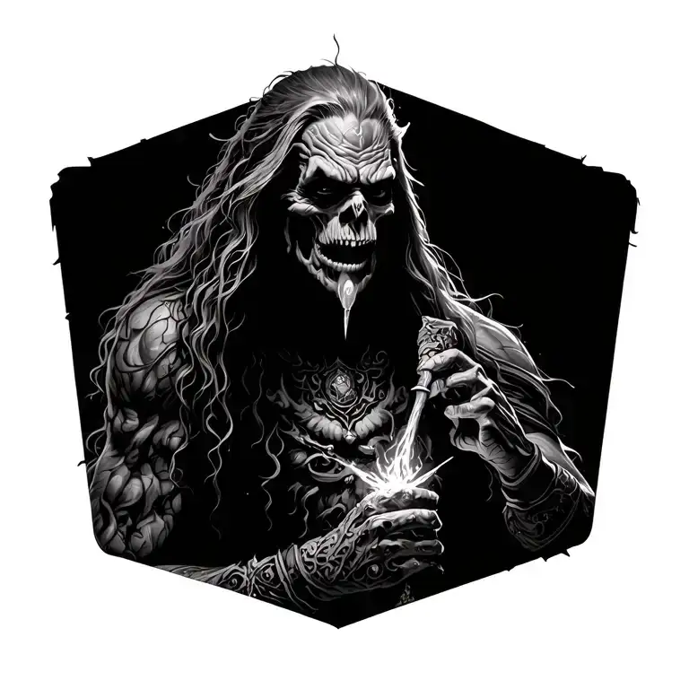 Fantasy Orc With Magic Necromancy Filling