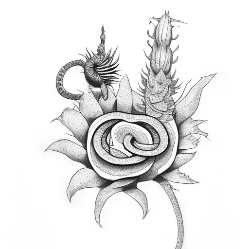 Snake In Flower The Morning Glory And Thistle