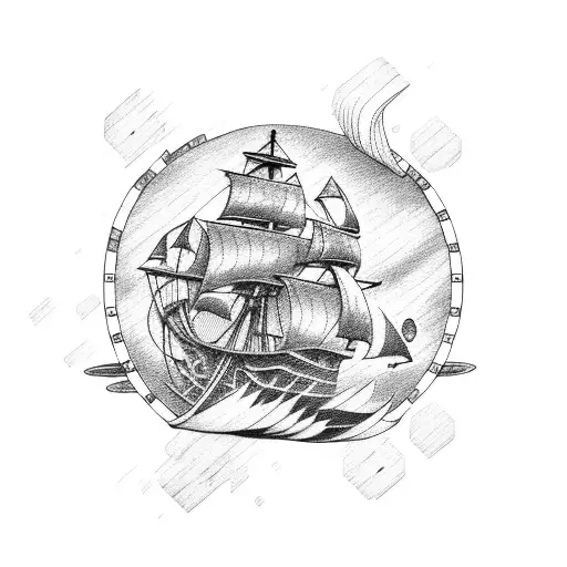 A Pirate Ship Sailing Through A Poker Table