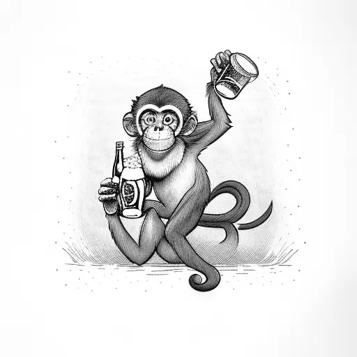 Cute Monkey With A Beer In His Hand