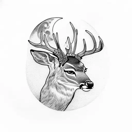 Deer And Moon