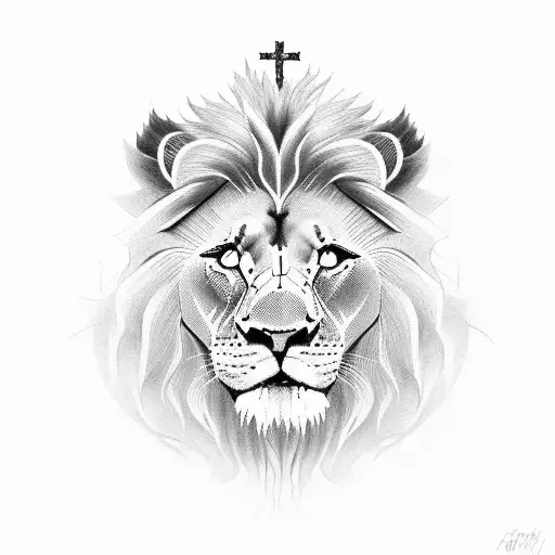 Christain Cross With Lion