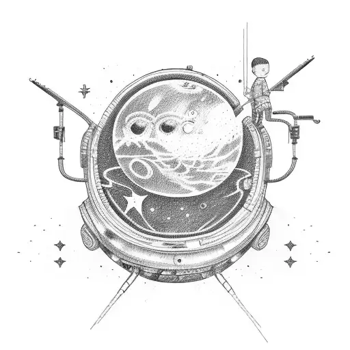 Two Kids Tethered In Space To Alien Ship