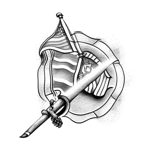 Firefighter With Flag