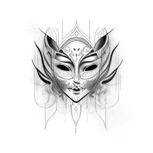 A Woman Face With Different Mask