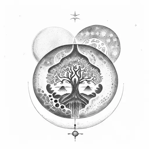 Tree Of Life With Sun And Moon