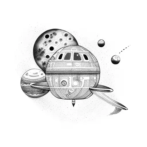 Two Kids In Space Tethered To A Space Ship